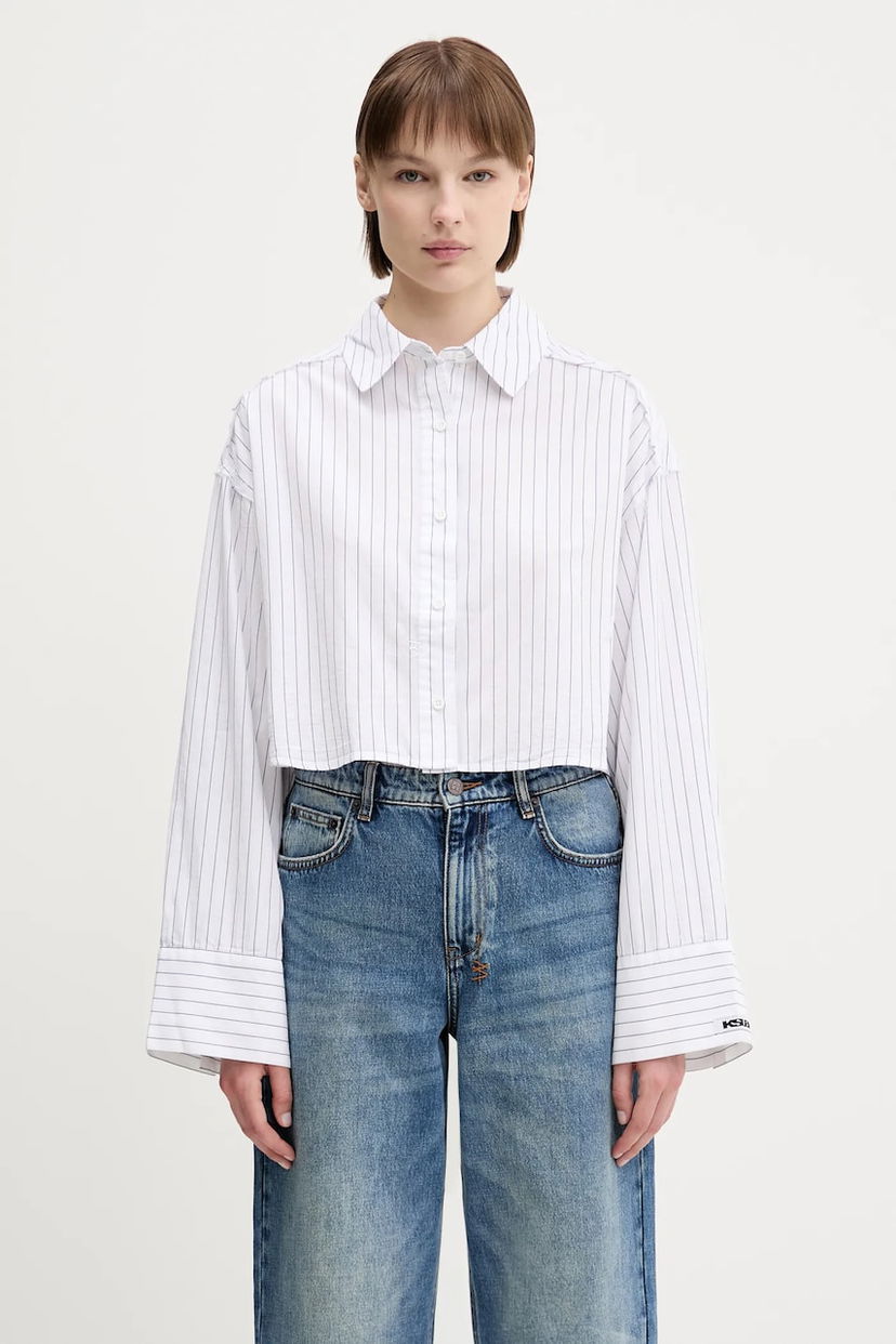 Skjorte Ksubi KSUBI Cropped Astra Relaxed Fit Shirt Hvid | WSP25SH004