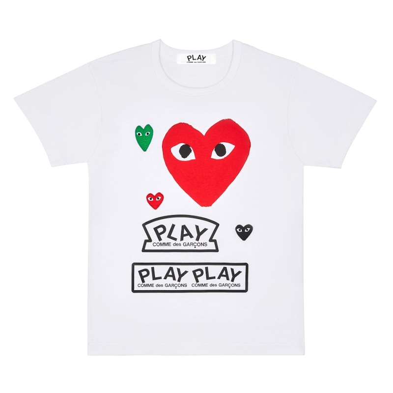 T-shirt Comme des Garçons Multi Logo Heart Graphic T-Shirt Hvid | AZ-T279-051-1, 0