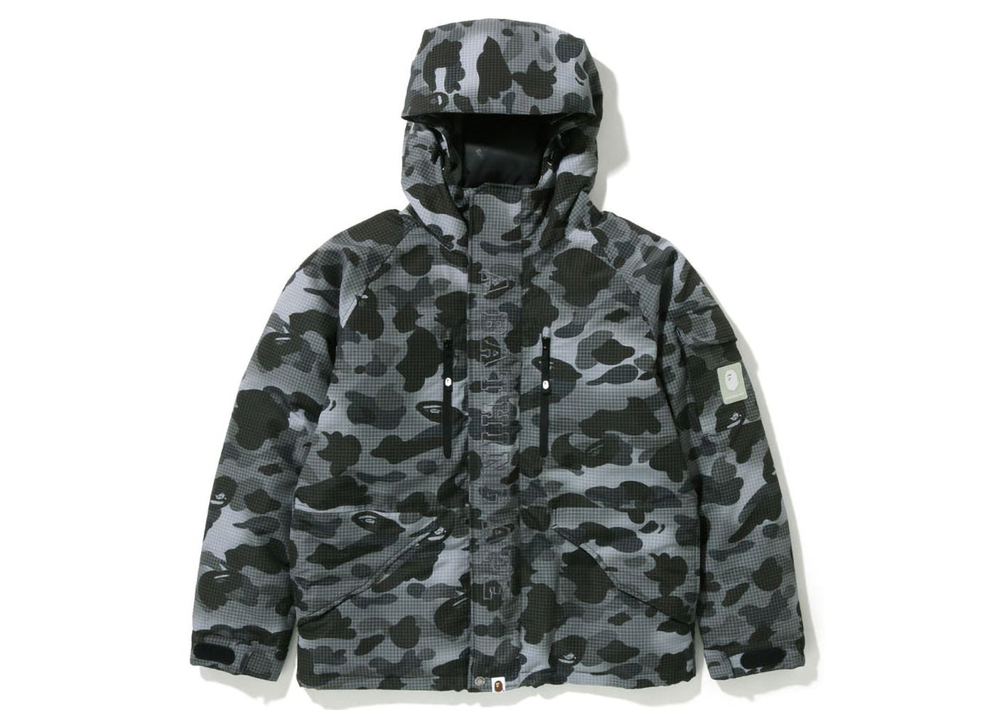 Sweatshirt BAPE Grid Camo Relaxed Fit Hoodie Down Jacket Sort | 1I80-144-006, 0