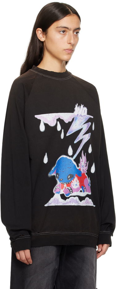Sweater We11done We11done Distressed Graphic Sweatshirt Sort | WD-TS3-23-868-U-BK, 1