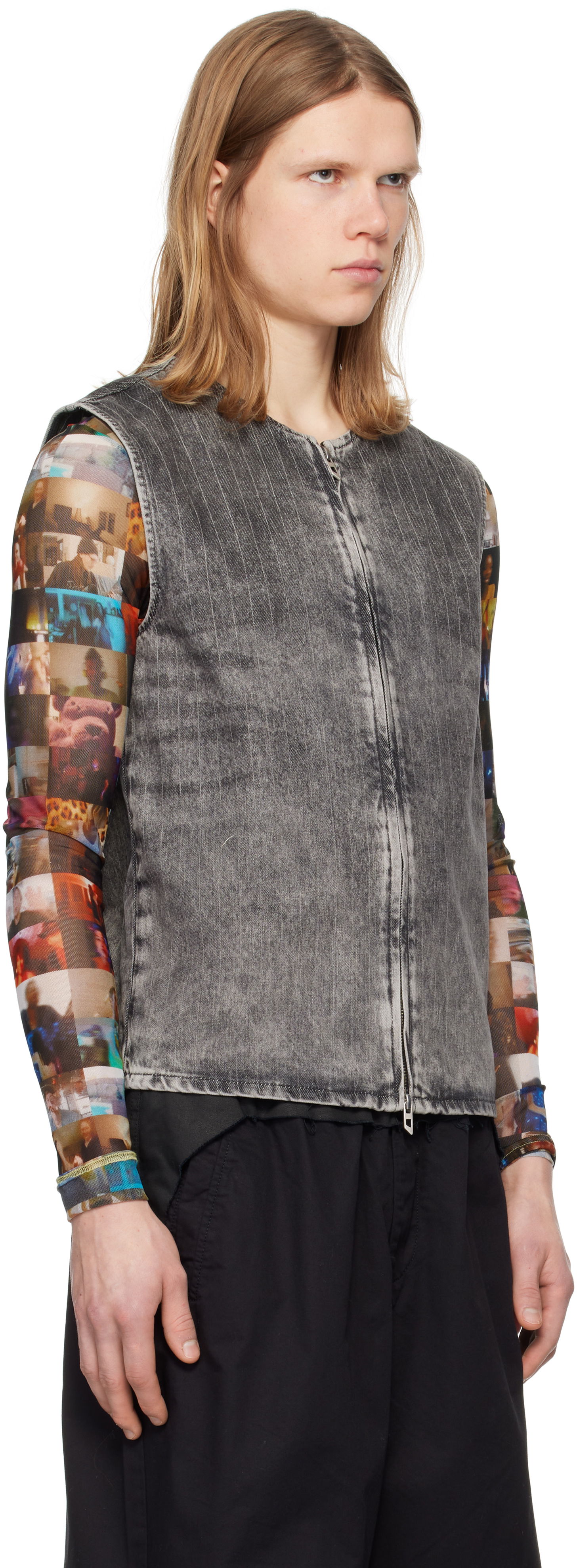 Vest Diesel D-Sund-S Pinstripe Denim Vest Grå | A17104-0ABCU-02, 1