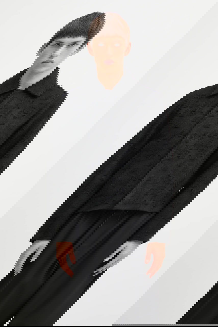 Jakke ADER ERROR Textured Knit Collared Jacket Sort | BO01FWKT0706BK, 0