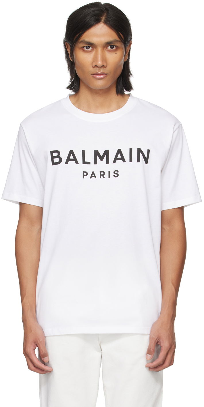 T-shirt Balmain Printed T-Shirt Hvid | CH1EG000BB73