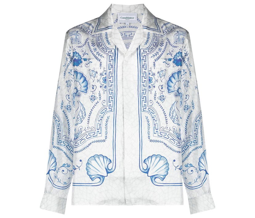 Skjorte Casablanca Graphic Print Silk Shirt Hvid | MF22SH00602