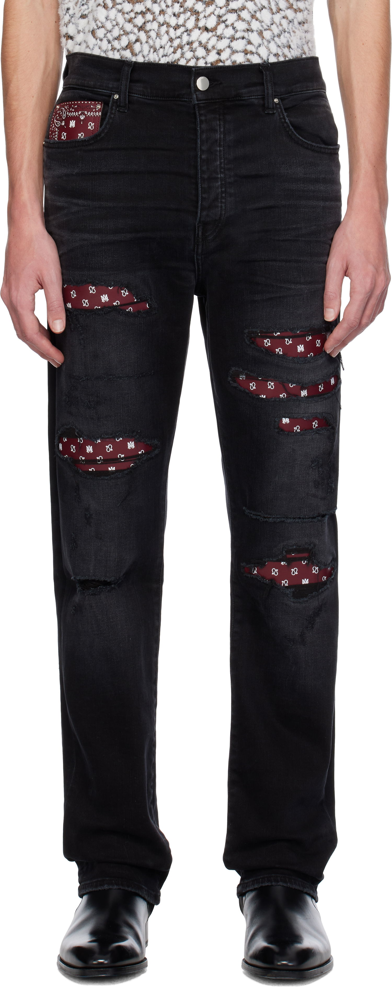 Jeans AMIRI Slim Fit Jeans With Bandana Repairing Sort | AMDNSM1008, 0