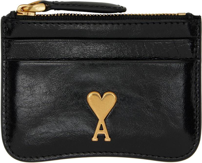 Tegnebog AMI AMI Paris Zipped Leather Card Holder Sort | USL105.AL0051