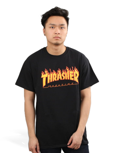 T-shirt Thrasher Flame Logo Sort | 020094