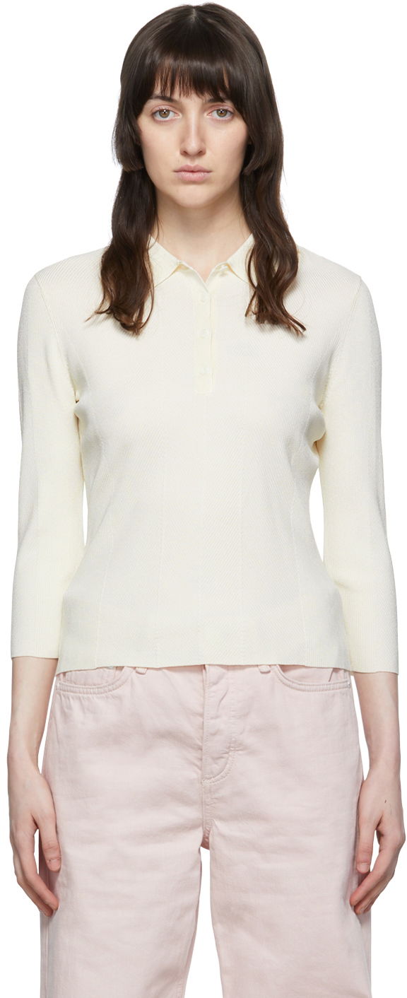 Polo skjorte rag & bone Pacey Knit Polo Hvid | WAS22P049WB49