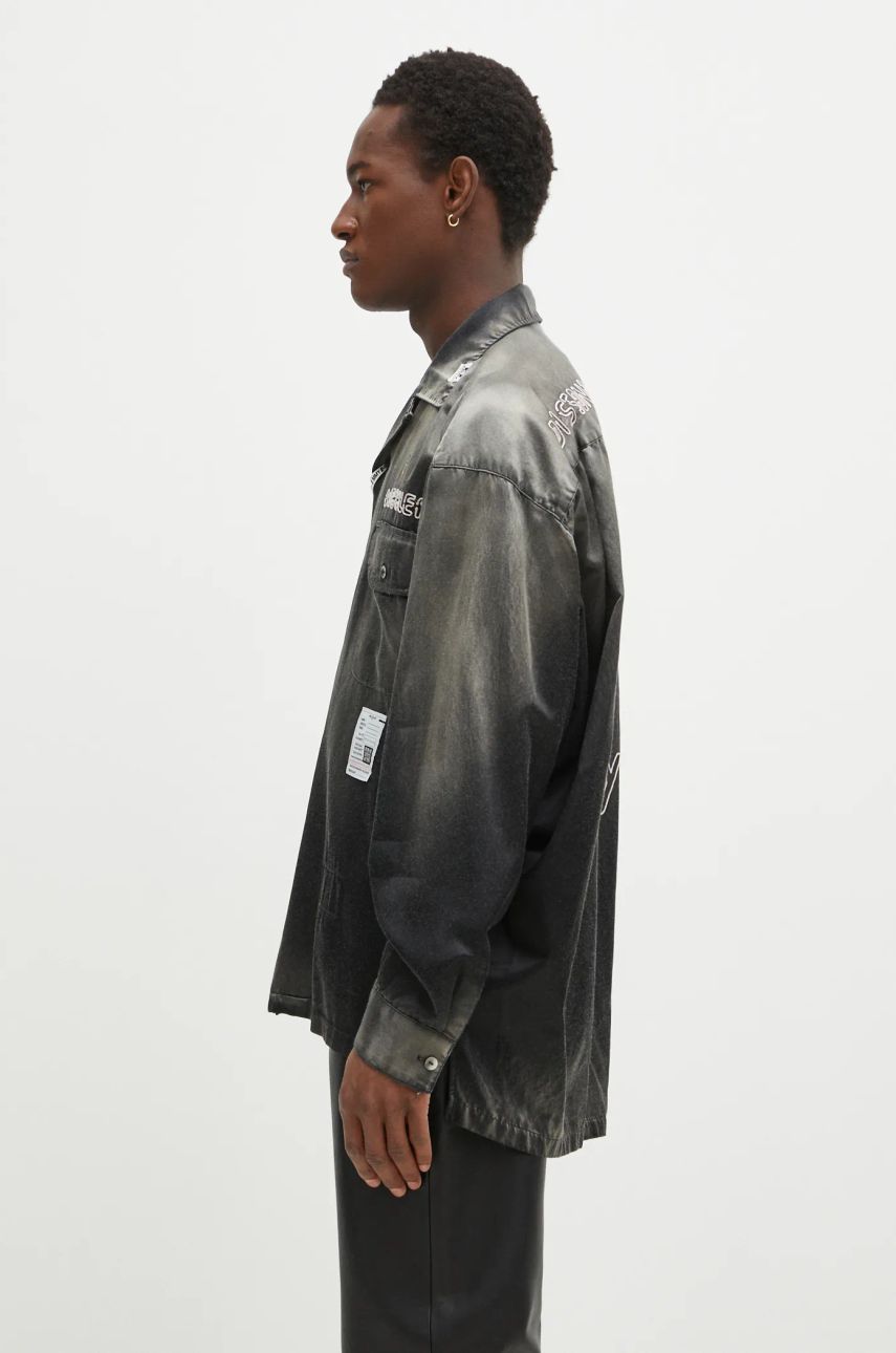 Skjorte Maison MIHARA YASUHIRO Maison MIHARA YASUHIRO Relaxed Fit Bleached Long Sleeve Satin Shirt Grå | J13SH183, 1