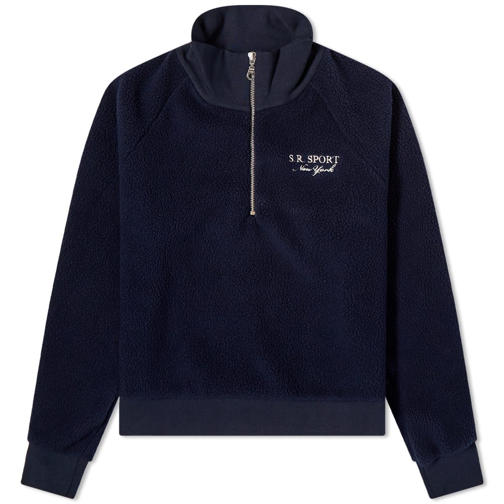 Sweatshirt Sporty & Rich Sport Sherpa Quarter Zip Mørkeblå | QZ662NA, 0
