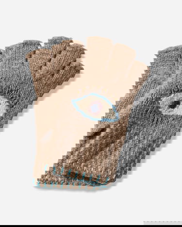 Handsker KAPITAL Wool Folktale Fingerless Gloves with Embroidered Eye Flerfarvet | K2411XG554 GRAYBEIGE, 0