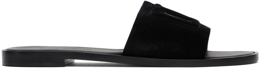 Tilbehør Dolce & Gabbana Dolce&Gabbana DG Logo Cutout Suede Slides Sort | CQ0625 AS915, 0