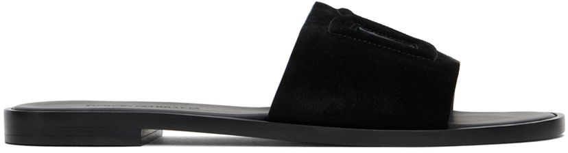 Tilbehør Dolce & Gabbana Dolce&Gabbana DG Logo Cutout Suede Slides Sort | CQ0625 AS915