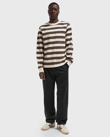 T-shirt ØLÅF Long Sleeve Striped Rib Crewneck Top with Pocket Beige | M220204-HOTFUDGE-OFF-WHITE, 2
