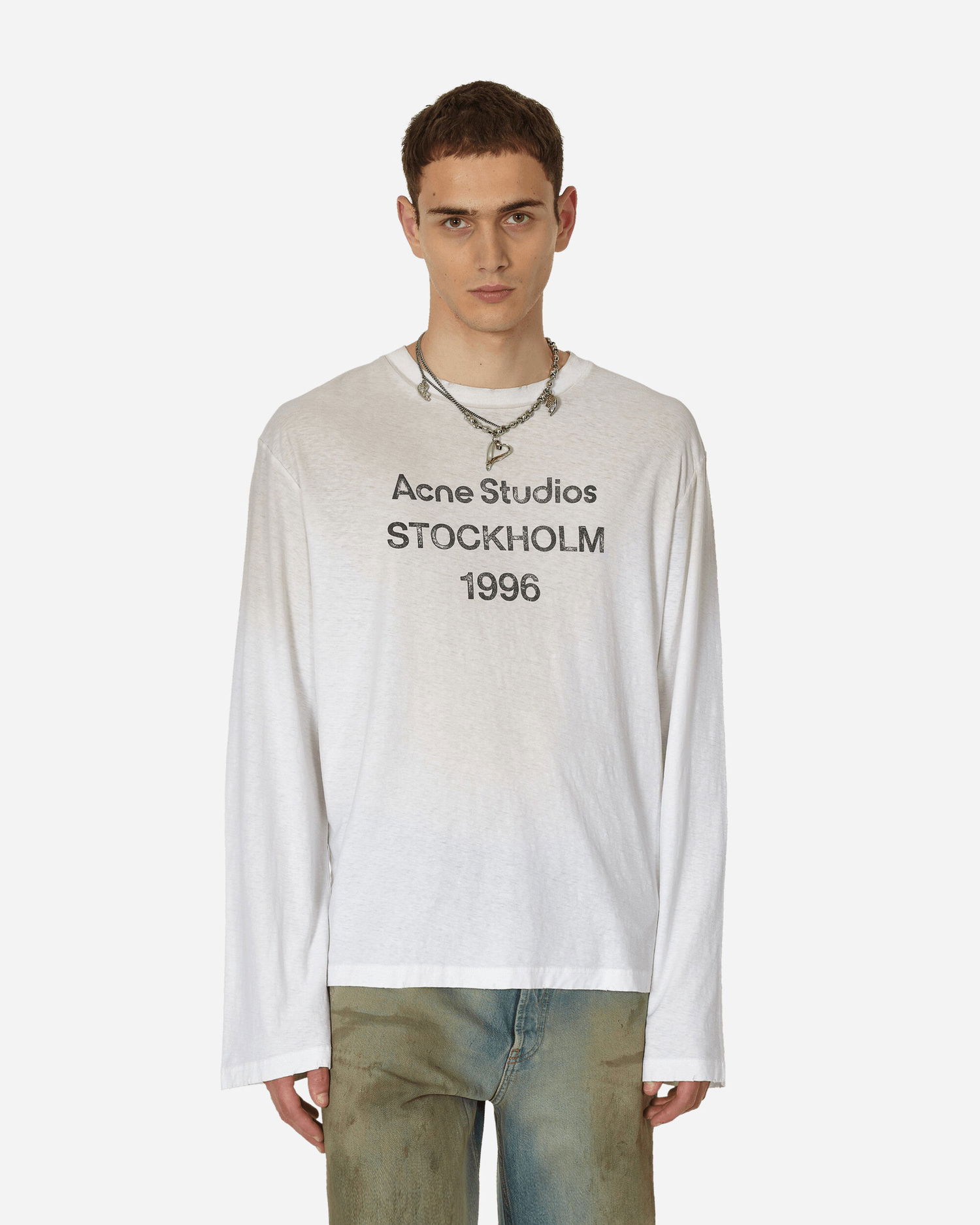 T-shirt Acne Studios Edden 1996 Long Sleeve Tee Beige | CL0197-183, 1