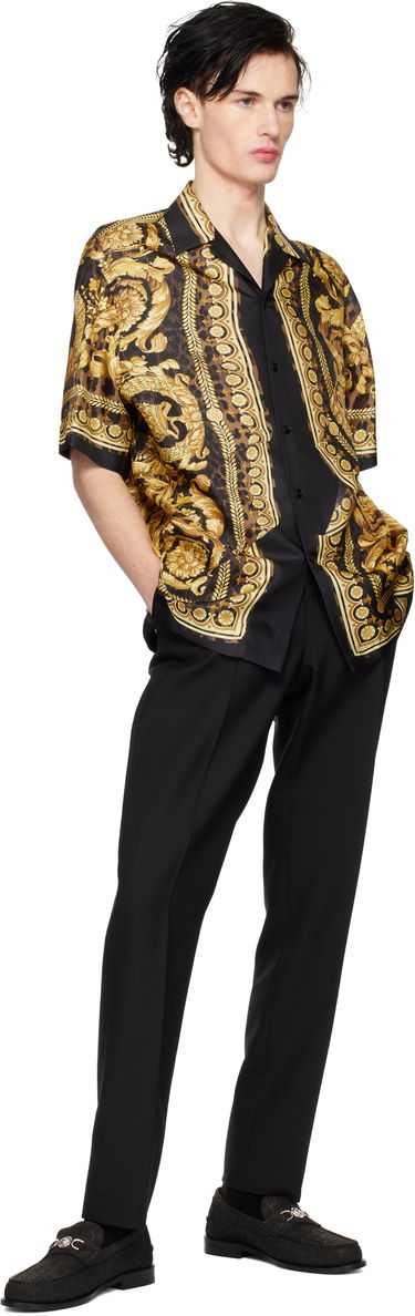 Skjorte Versace Black & Gold Wild Illusion Silk Shirt Sort | 1003926_1A11896, 3