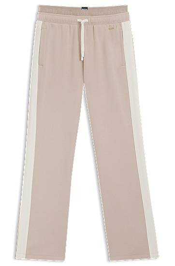 Træningsdragt BOSS Contrast-trim tracksuit bottoms with double waistband Beige | 50550717