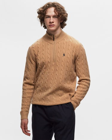 Sweater Polo by Ralph Lauren LSCABLEHZPP-LONG SLEEVE-PULLOVER Zippers & Cardigans Brun | 710876766006, 1