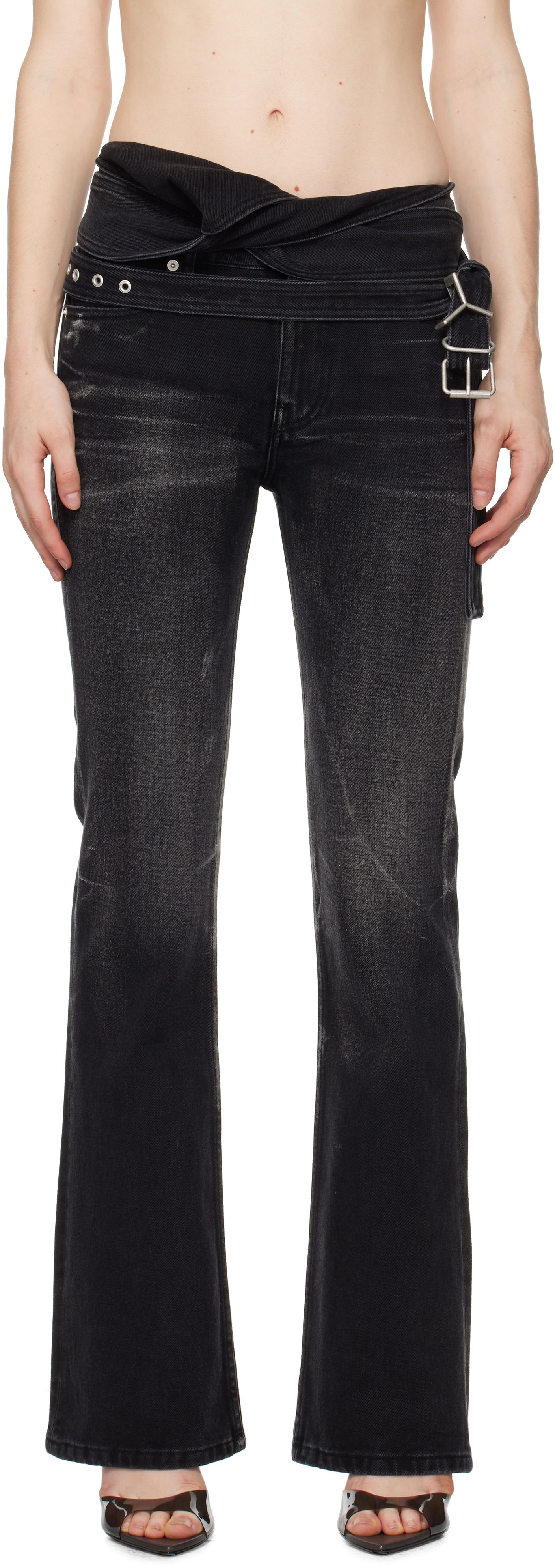 Jeans Y/PROJECT Wrap Belt Black Jeans Sort | 107PA006, 0