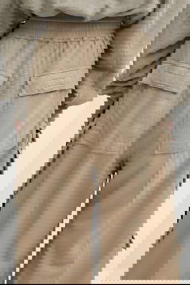 Cargo bukser Rick Owens Rick Owens DRKSHDW Double Cargo Jumbo Belas High Waist Wide Leg Pants Beige | DS02E7324.CFL, 3