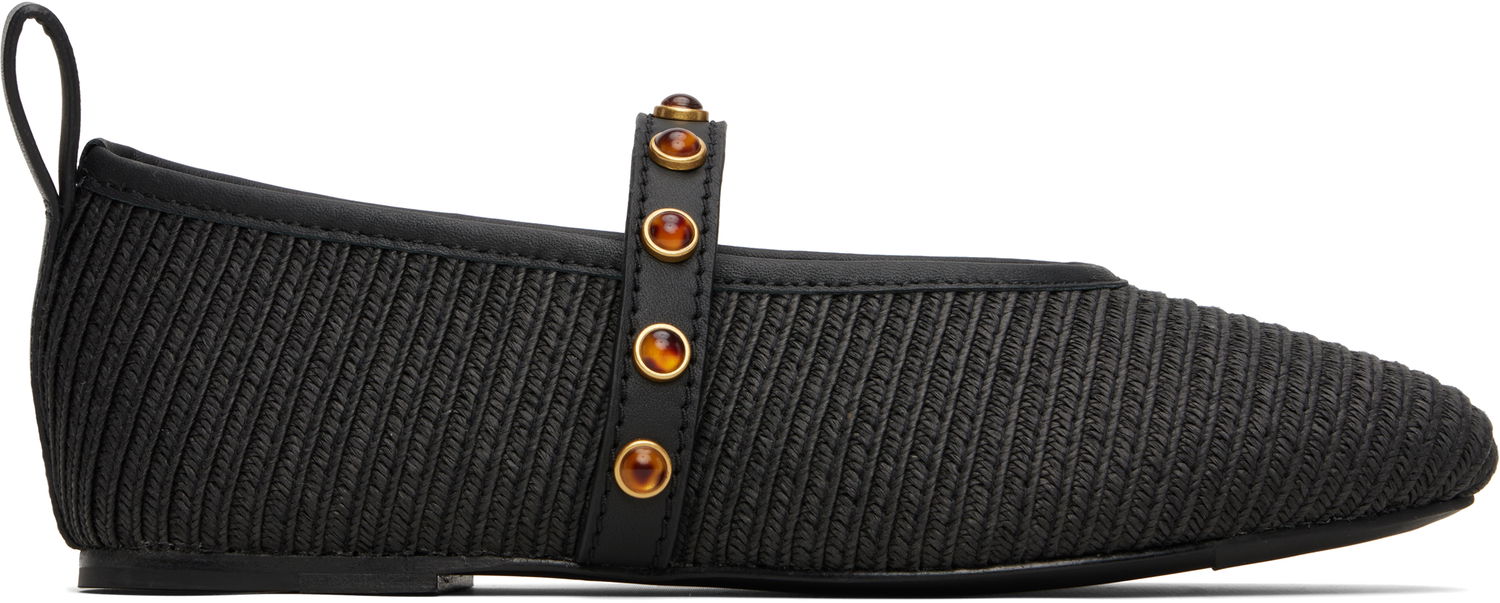 Kjole rag & bone rag & bone Spire Straw Mary Jane Ballerina Flats Sort | WFF25PF1003ST3, 0