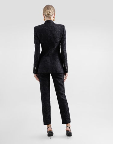 Bukser Dolce & Gabbana Dolce & Gabbana Tailored Quilted Floral Jacquard Pants Sort | FTAM2THJMQKN0000, 2