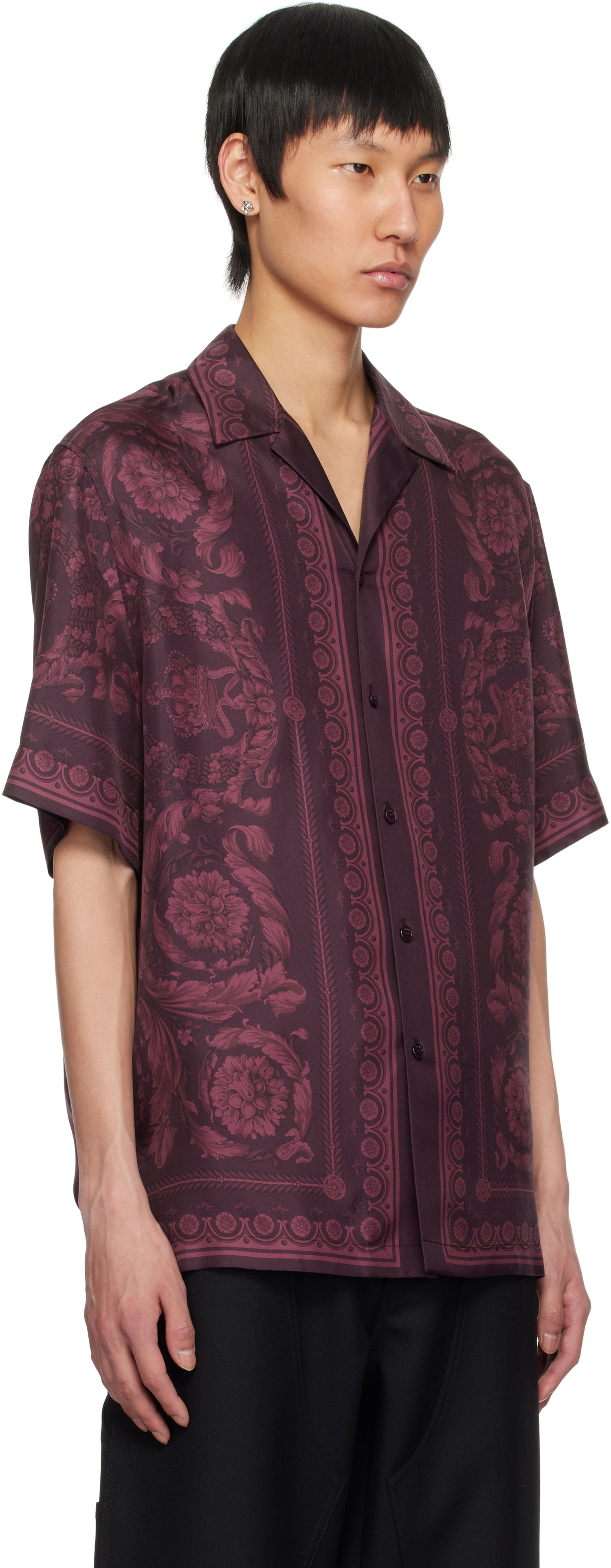 Skjorte Versace Versace Barocco Silk Shirt Lilla | 1003926_1A13557, 1