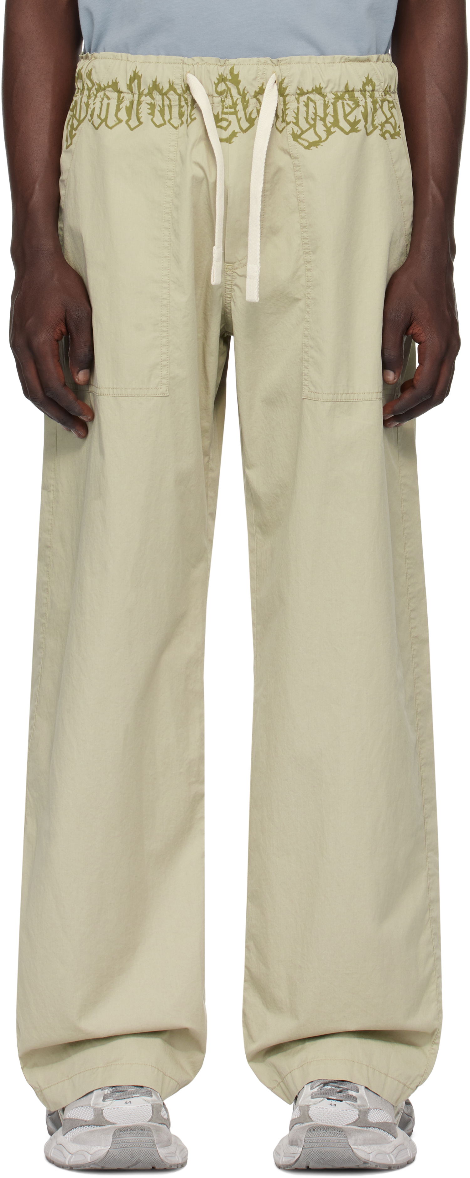 Cargo bukser Palm Angels Loose-Fit Cargo Pants With Logo Waistband Beige | PMCA117S25FAB0026156, 0