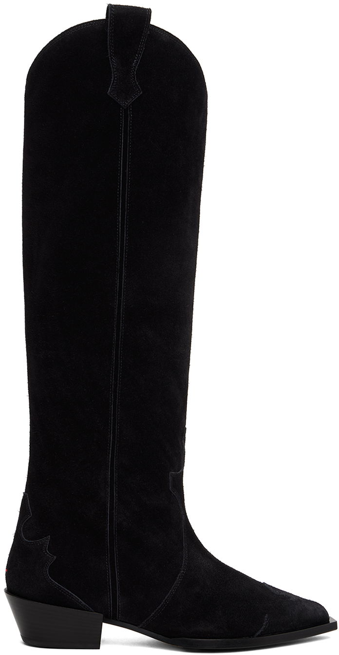 Tøj Aeyde Aeyde Aruna Suede Cowboy Tall Boots Sort | A11-KB-ARUP40CH-223-800-022, 0