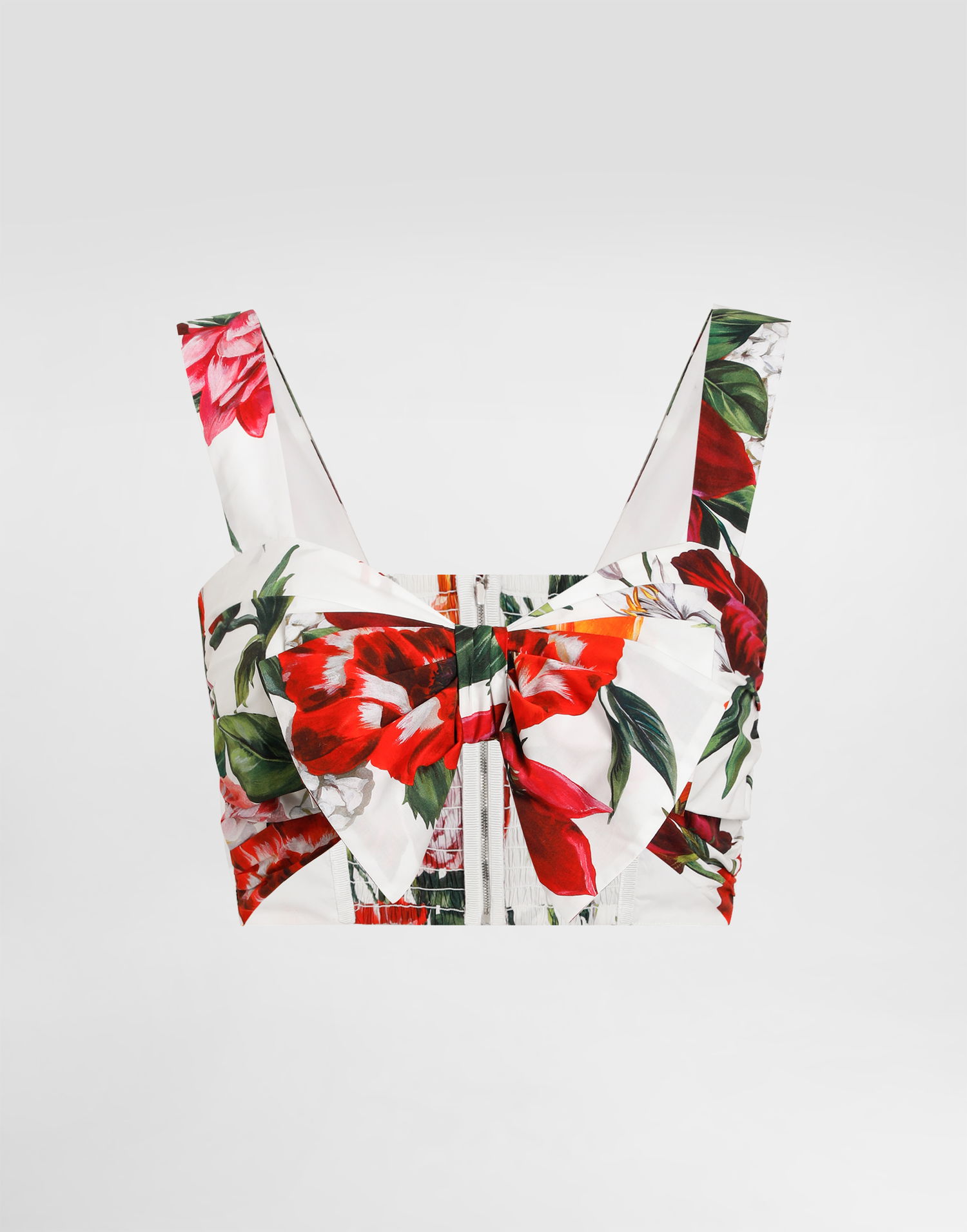 Crop top Dolce & Gabbana Dolce & Gabbana Flower-Print Poplin Bow Crop Top Flerfarvet | F7BB5THS5TQHA5PB, 0