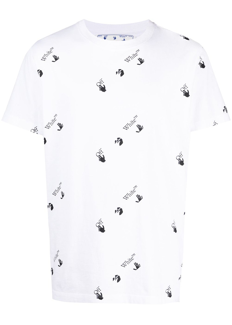 T-shirt Off-White All Over Logo Print T-Shirt White Black Hvid | OMAA027R21JER0120110