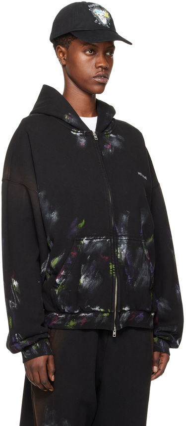Sweatshirt We11done Painted Zip-Up Hoodie Sort | WD-TJ0-24-777-U-BK, 1