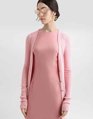 Sweater Dolce & Gabbana Dolce & Gabbana Women's Long Ribbed Wool Cardigan Lyserød | FXV37TJCVXGF2528, 3
