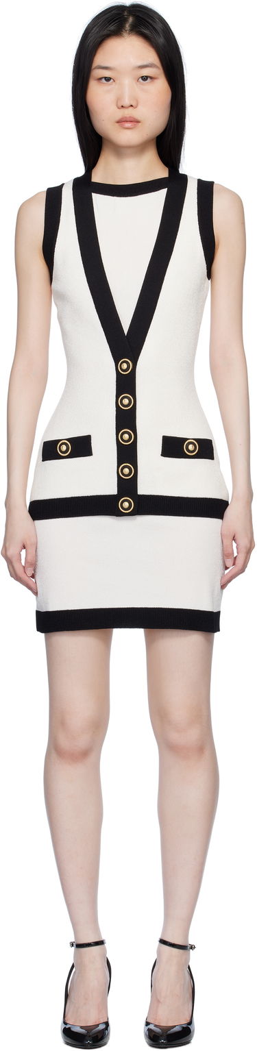 Kjole Balmain Two-Tone Waistcoat Mini Dress Hvid | EF1R5086KH88, 0