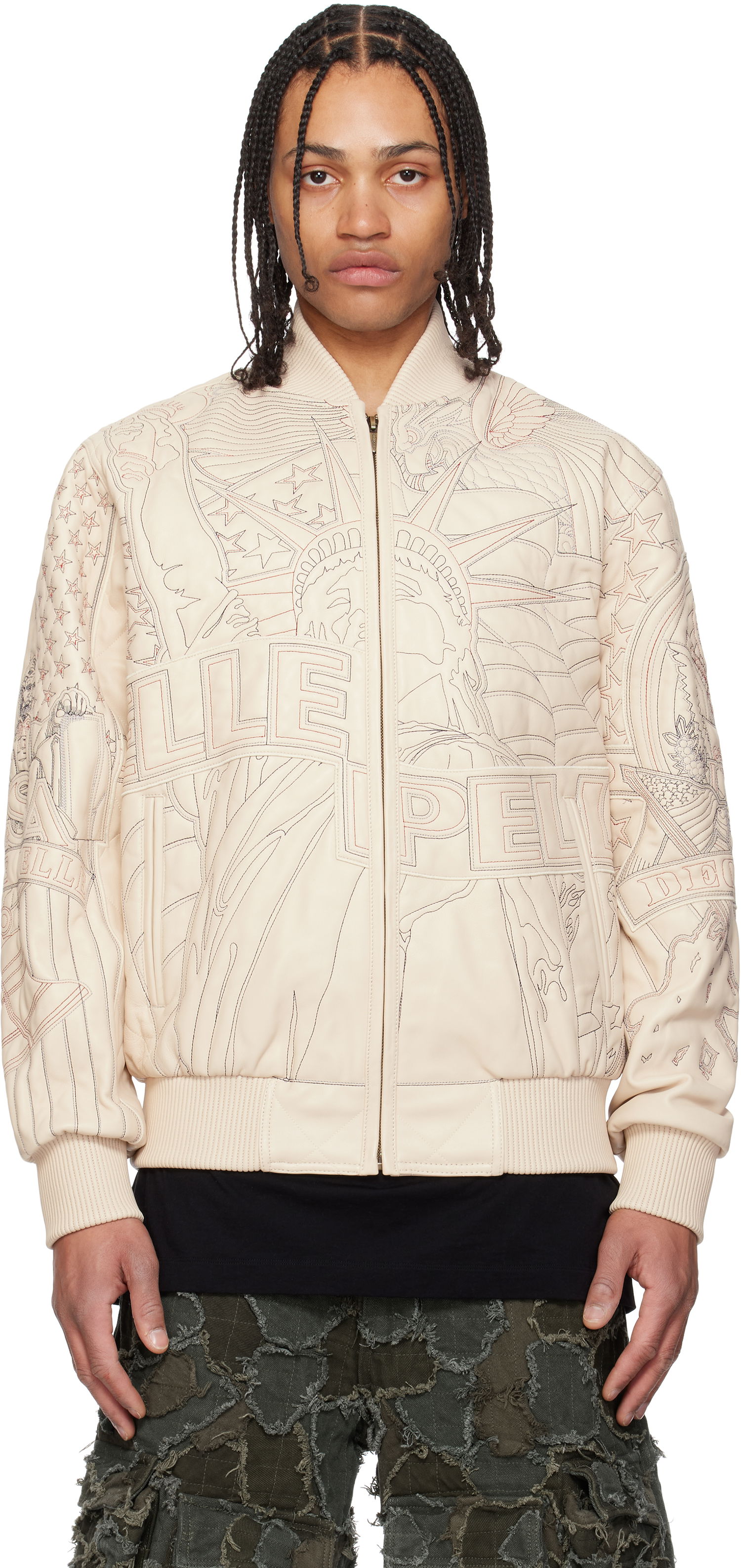 Bomberjakke Who Decides War Who Decides War Pelle Pelle Edition Monument Leather Jacket Beige | 1131500019SS25, 0
