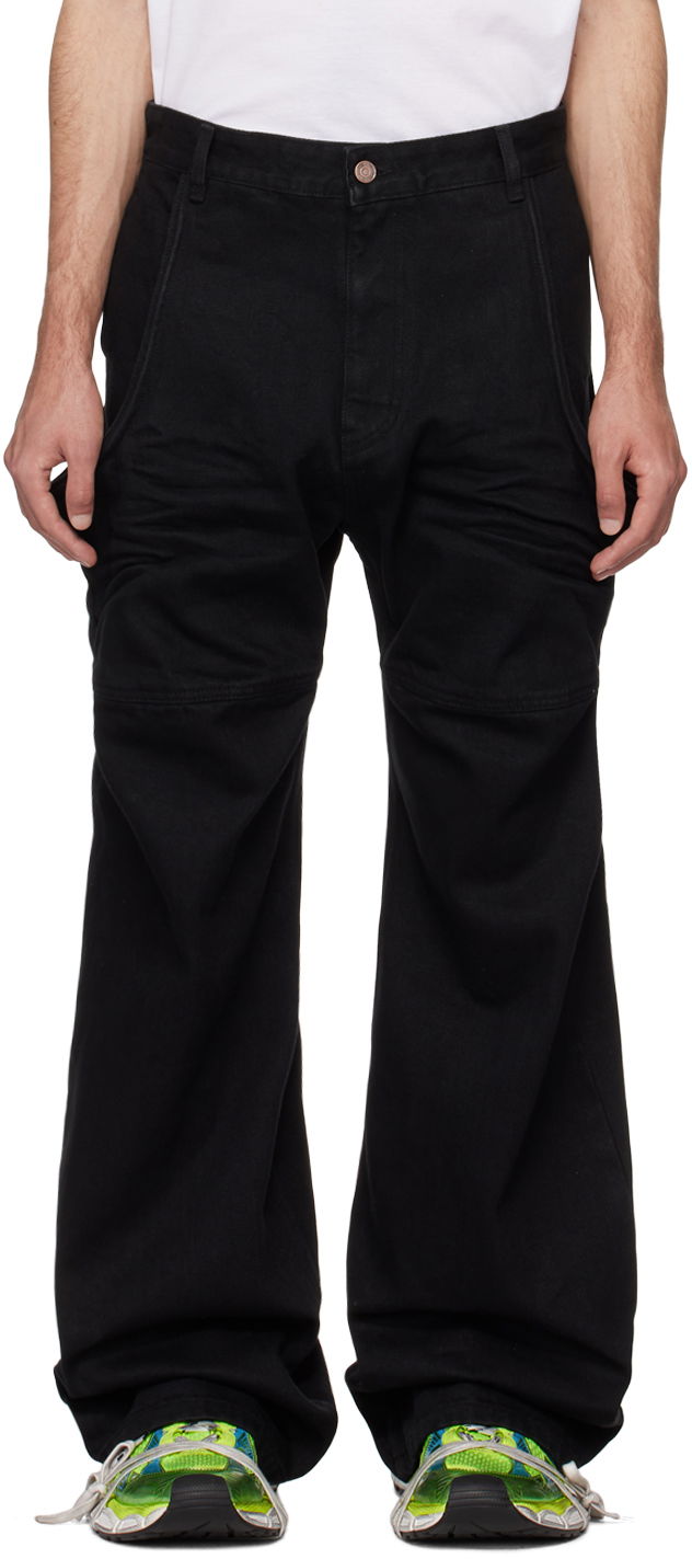 Cargo bukser We11done Wire Relaxed-Fit Jeans Sort | WD-DP0-24-339-M-BK