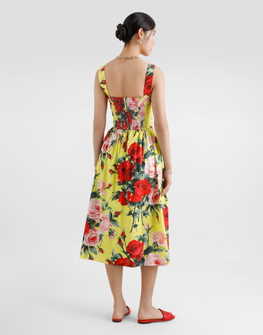 Kjole Dolce & Gabbana Dolce & Gabbana Rose Print Cotton Midi Sundress Gul | F6ZT1THS5TFHG5JD, 2