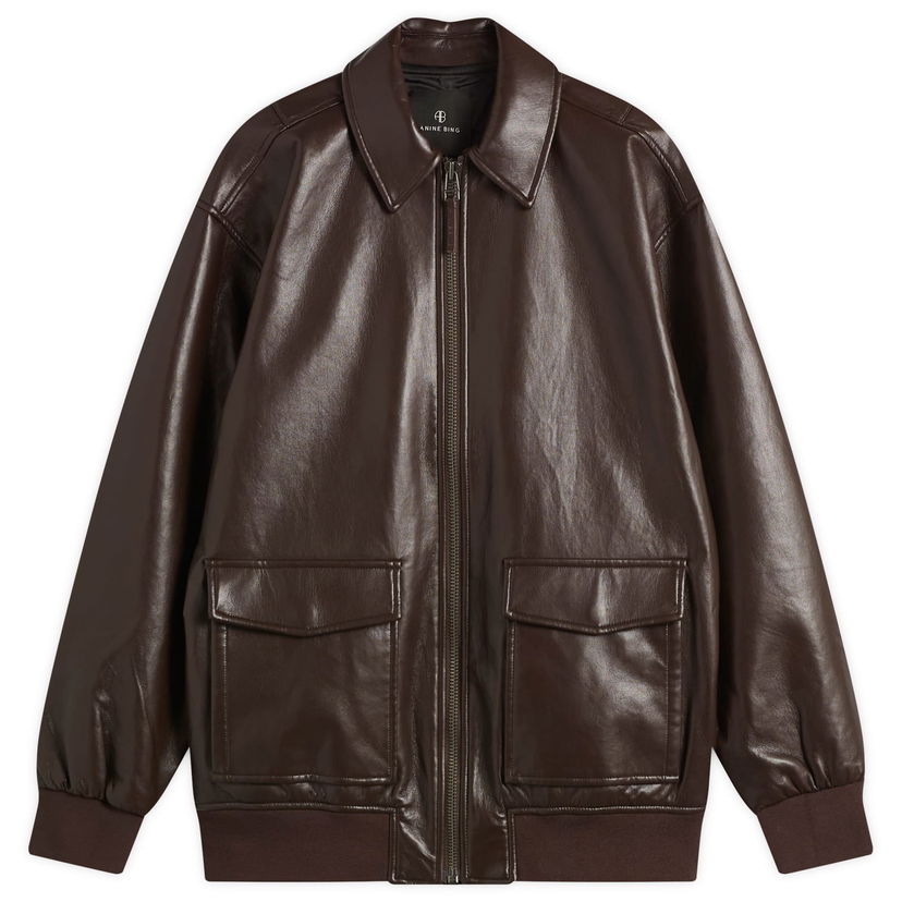 Bomberjakke Anine Bing Anine Bing Kelanie Leather Bomber Jacket Brun | A-01-7185-BWN43