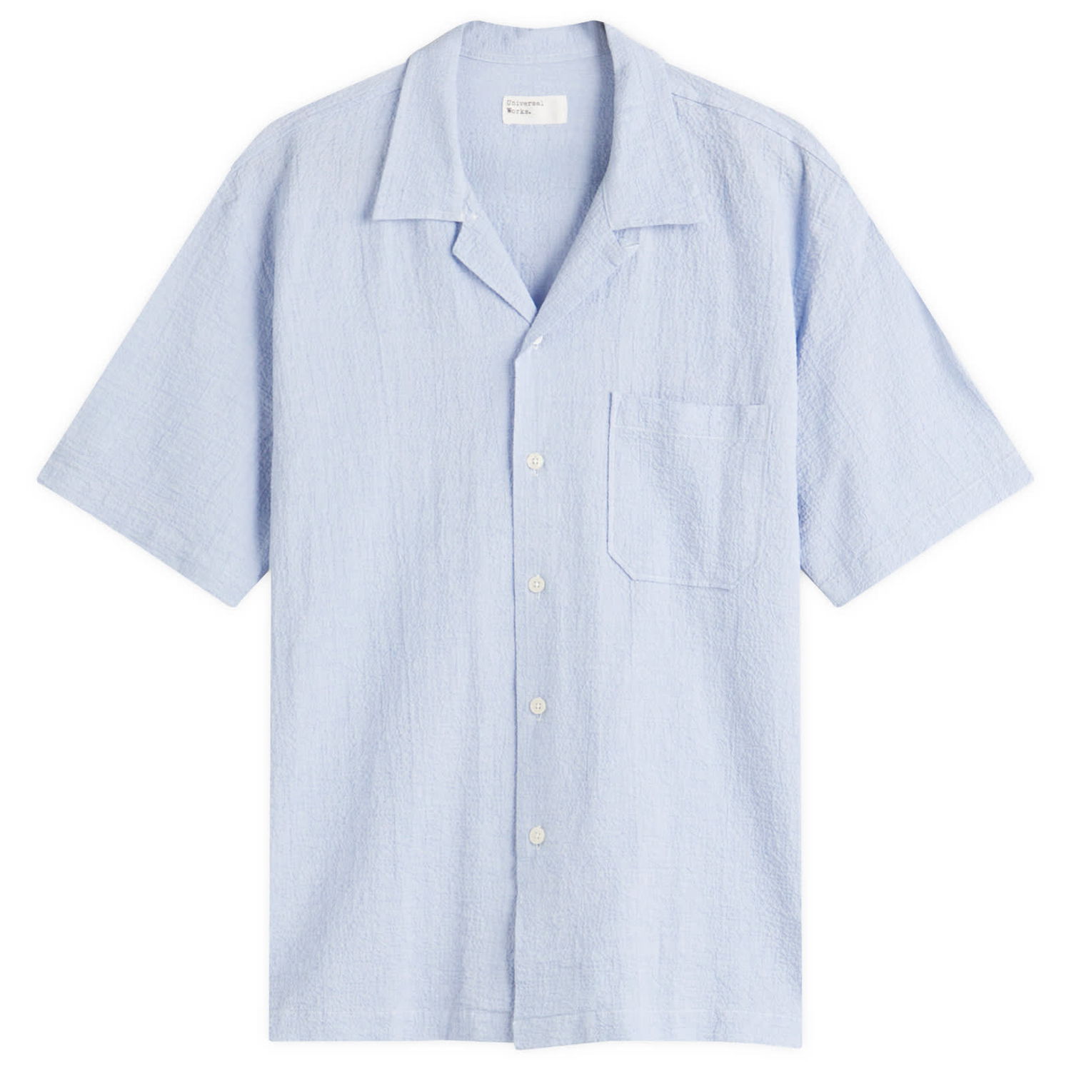 Skjorte Universal Works Universal Works Seersucker Road Shirt, Size Large Blå | 32656-PAB, 1