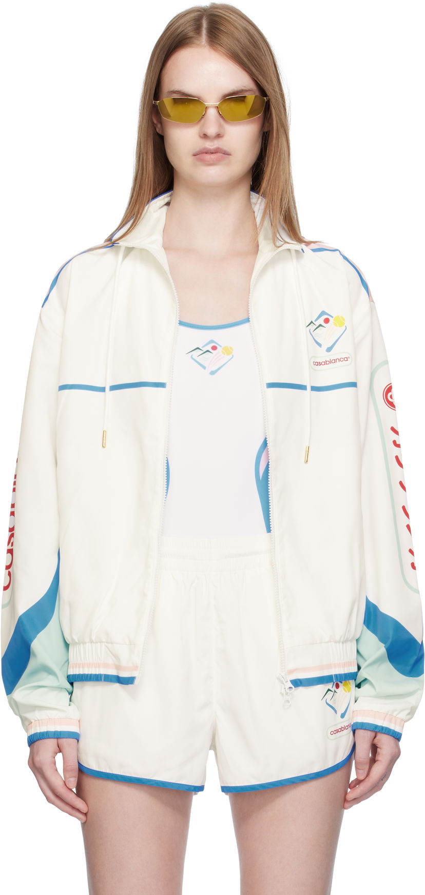 Vindjakke Casablanca Casablanca Casa Sportif Windbreaker Jacket Hvid | U-WPF25-JK-033-01
