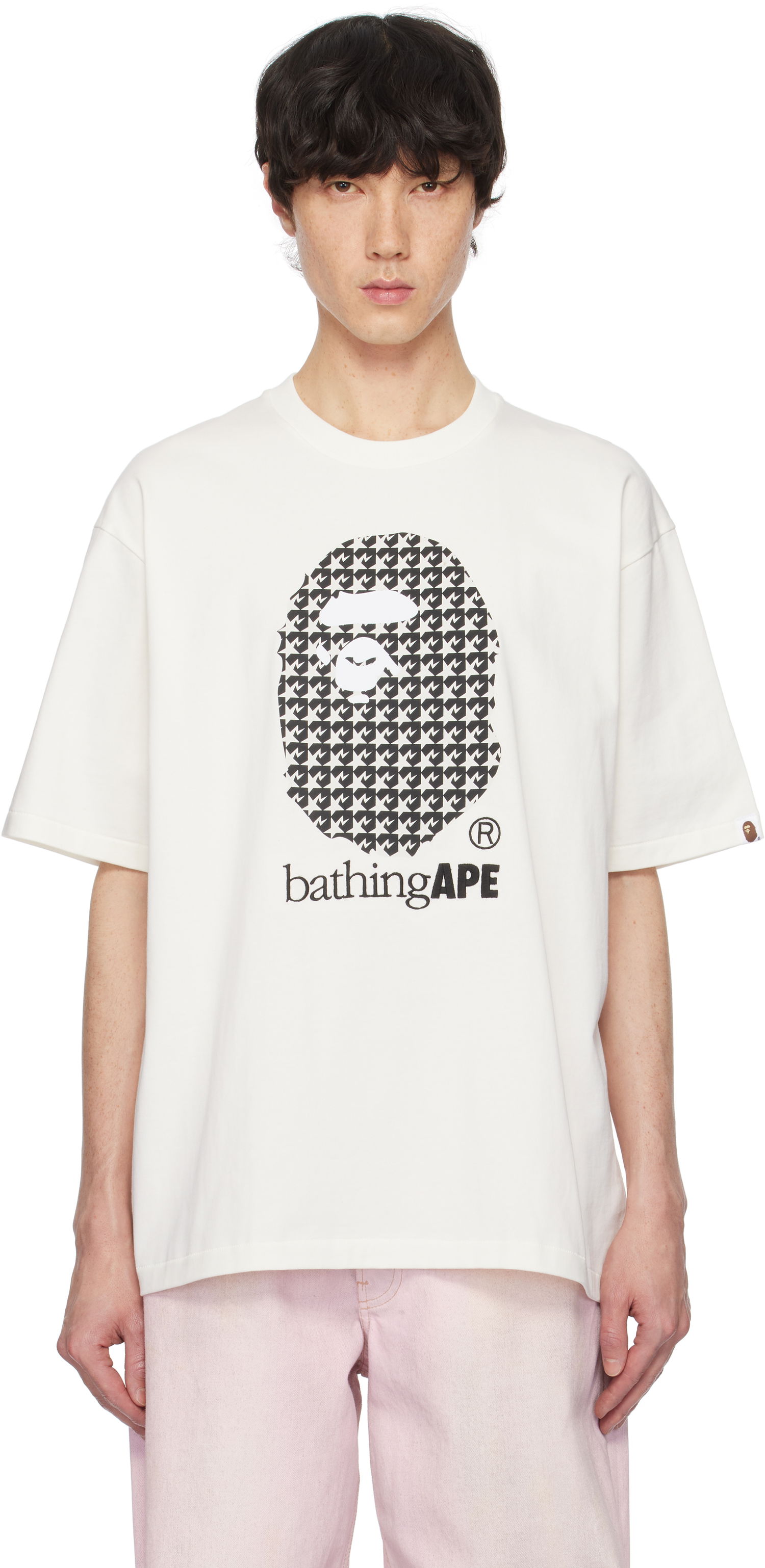 T-shirt BAPE Houndstooth Graphic T-Shirt Hvid | 001TEK801329M, 0