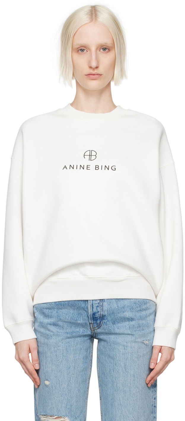 Sweater Anine Bing ANINE BING Jaci Sweatshirt Hvid | A-08-10077-IVY1