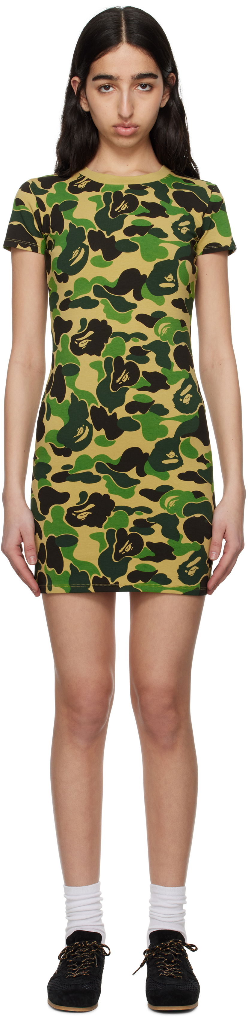 Kjole BAPE A Bathing Ape ABC Camo Jersey Minidress Grøn | 001OPL302001L