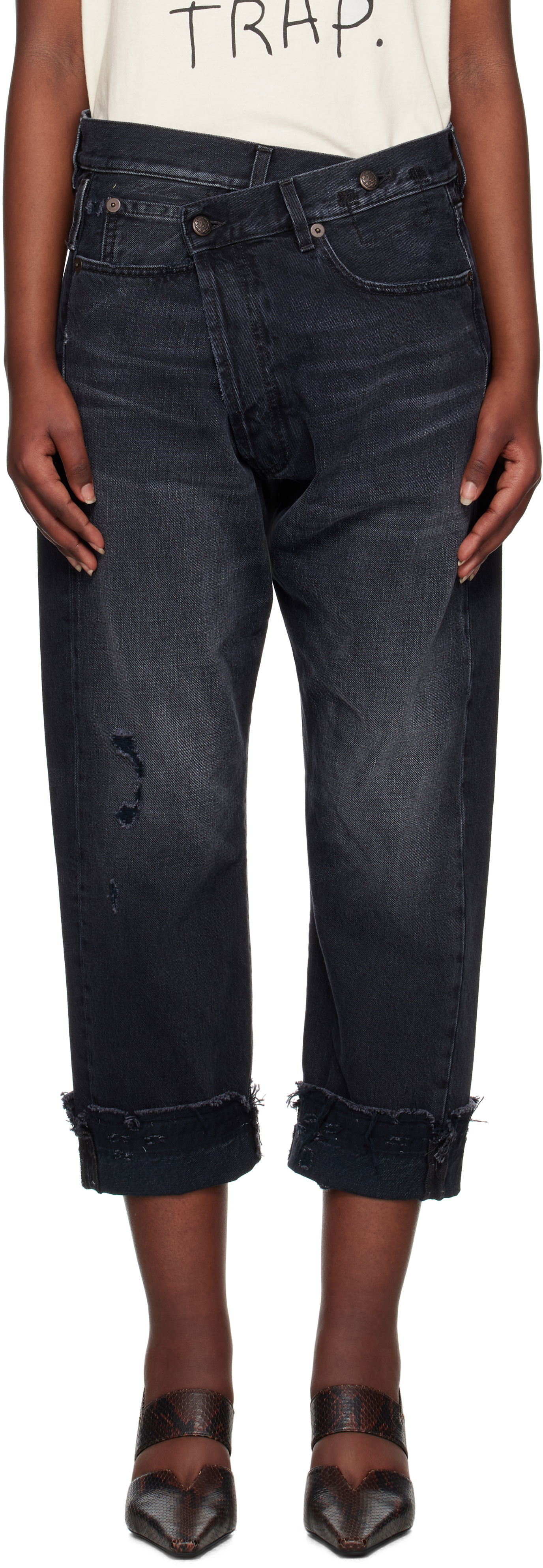 Jeans R13 R13 Crossover Cropped Jeans Sort | R13W2048-394, 0