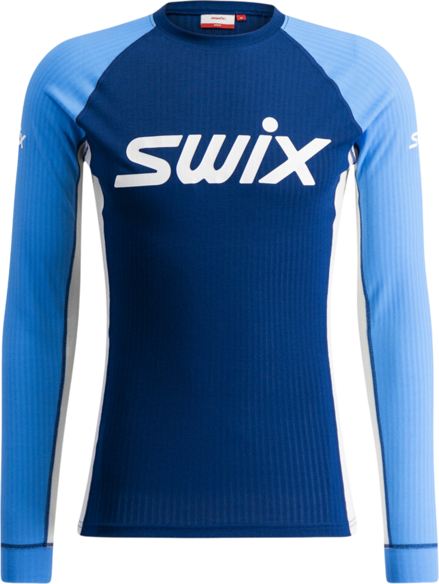 T-shirt SWIX Long-Sleeve Ribbed Crew Neck Shirt RaceX Classic Blå | 10115-23-72105, 0