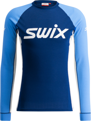 T-shirt SWIX Long-Sleeve Ribbed Crew Neck Shirt RaceX Classic Blå | 10115-23-72105, 0