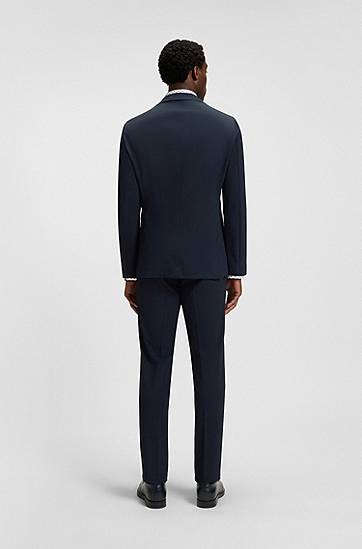 Jakke BOSS Slim-Fit Packable Water-Repellent Stretch Blazer Mørkeblå | 50543480, 1