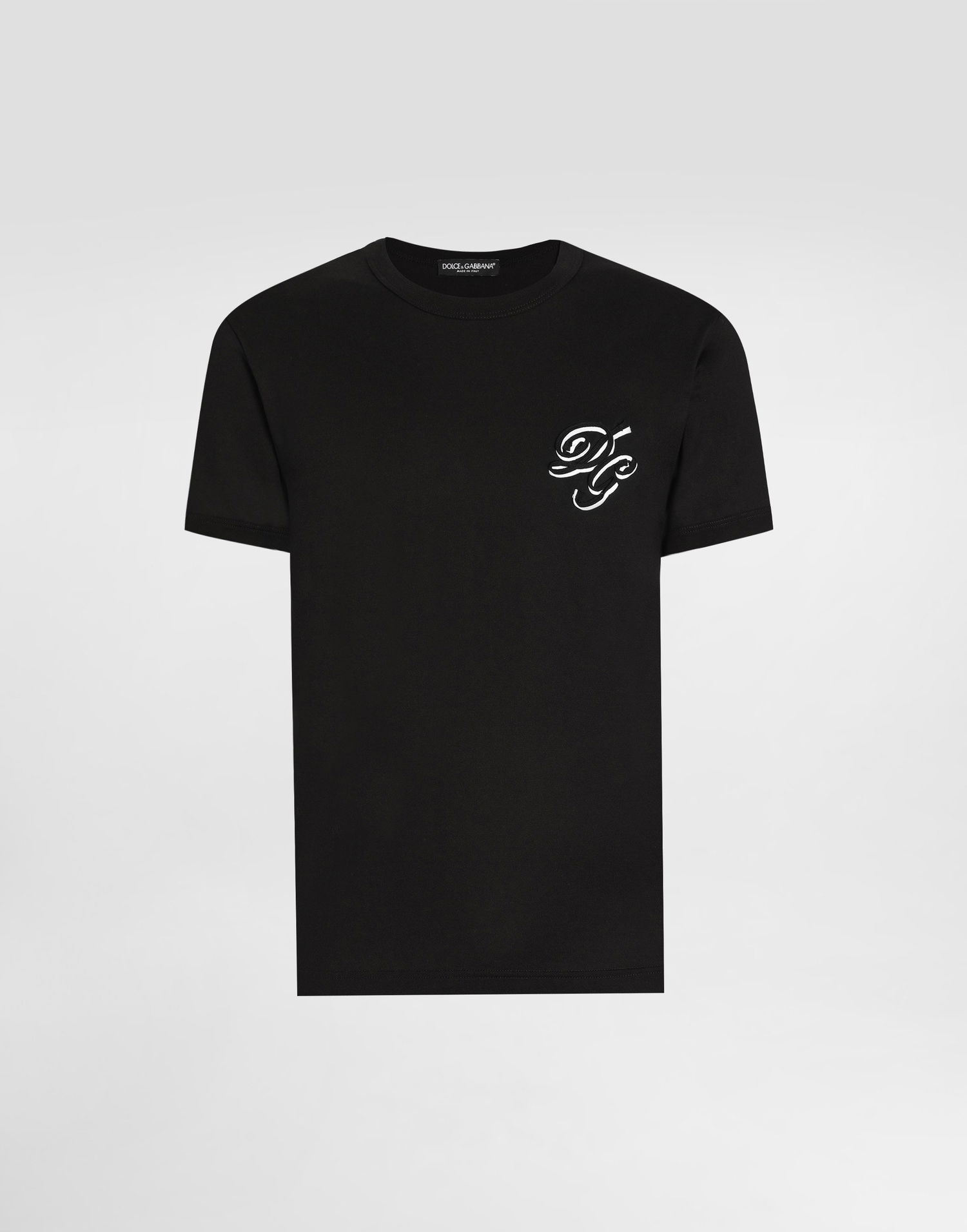 T-shirt Dolce & Gabbana Dolce & Gabbana Embroidered Cotton T-Shirt Sort | G8RN8ZG7PJ0N0000, 0