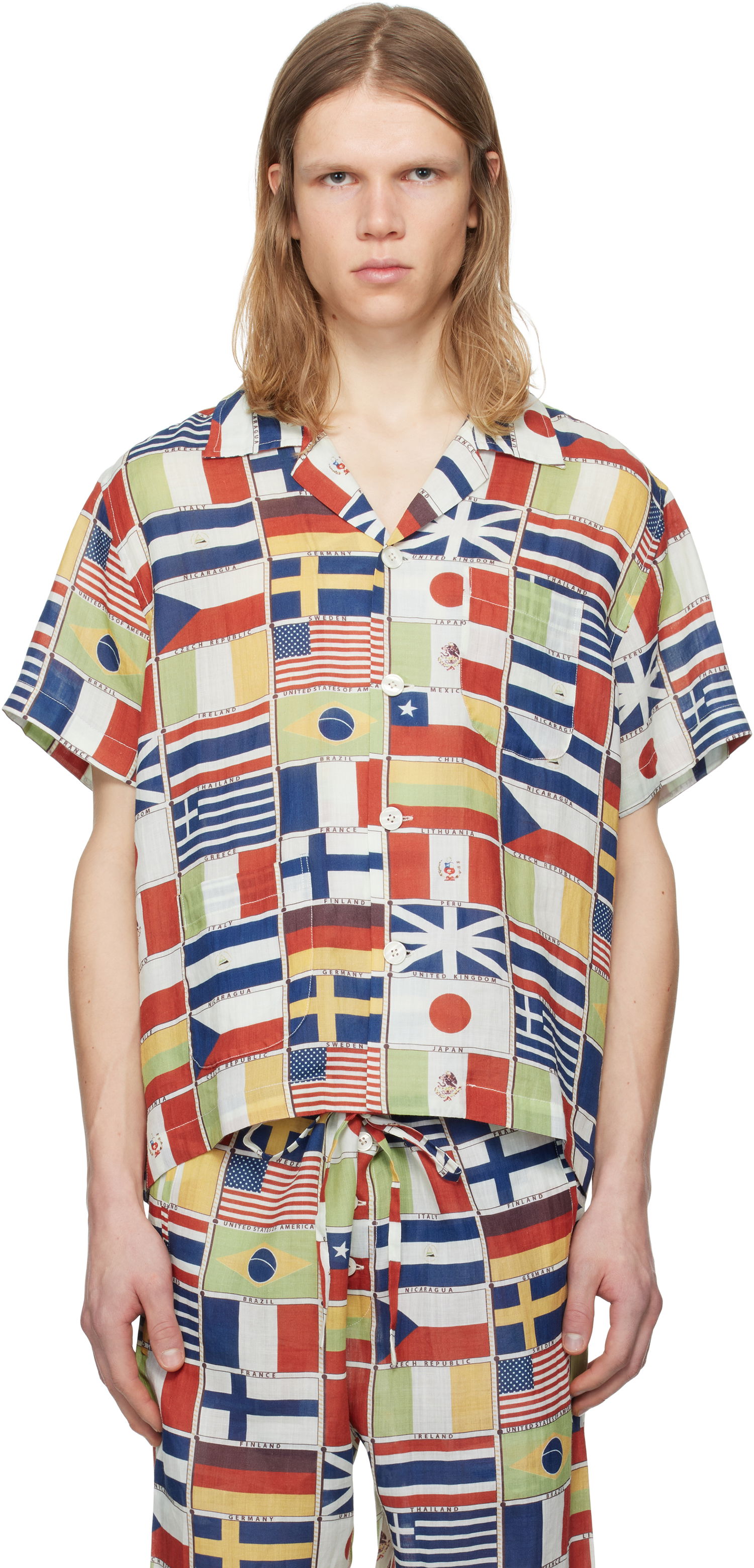 Skjorte Bode Bode International Short Sleeve Shirt Flerfarvet | MRS25SH018, 0
