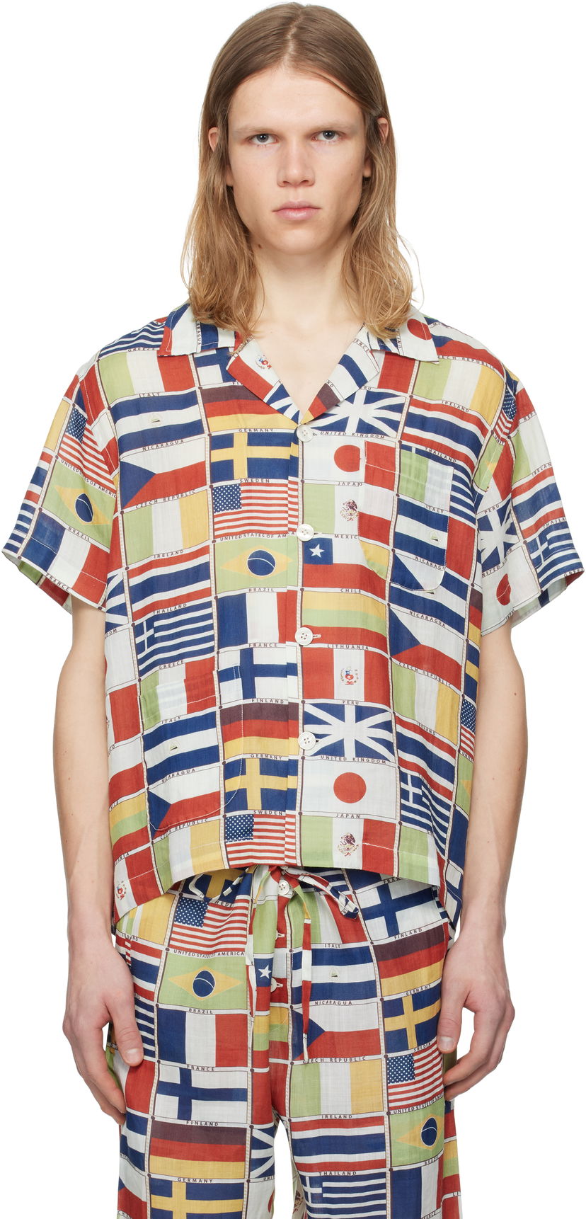 Skjorte Bode Bode International Short Sleeve Shirt Flerfarvet | MRS25SH018